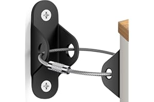 BURMIROX Furniture Anchor, Anti-tip Furniture Anchor for Baby Protection, Furniture Wall Anchor, Shock Strap for Furniture Dresser, Wall Safety Anchor, Secures Furniture Fasteners to Wall, (Pack of 6) Black