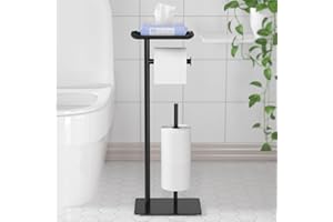 niffgaff Porta carta igienica da terra con ripiano superiore, supporto porta carta igienica, dispenser per carta igienica da pavimento con 4 rotoli di riserva