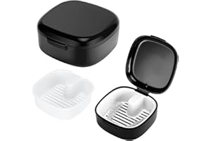 Zikenis Zahnprothesenbox mit Sieb,Zahnspangendose Gebissdose,Tragbare Prothesendose Abdeckung,Zahnprothese Box Retainer,Protesenbehälter Zahnschiene Box fur Halterung,Reinigungsbox (Schwarz)