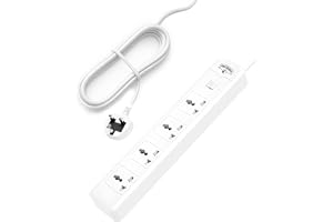 Partridge 4 Way 5M Extension Cord 4 Universal Outlets Power Strip UK Plug 5 Meters Cable 2500W with Surge Protector 13A Fuse 100% Pure Copper Heat Resistant.