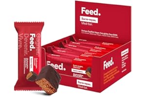 FEED. SMARTFOOD Barres-repas protéinées Feed. Fruits rouges | 23g protéines, 25 vitamines & minéraux, 360kcal/repas, made in France, vegan & sans gluten | 6x100g