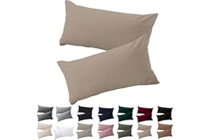 ‎SOIFOX Soifox Kissenbezug 40 x 80 2er Set - Kopfkissenbezug 40x80 Sandy Beige 100% Mikrofaser bügelfrei & knitterfrei mit Reißverschluss