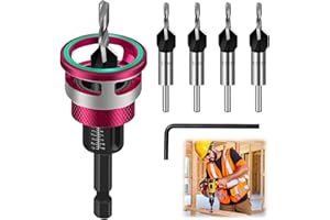 ZHEHNSA Kegelsenker holzbohrer mit senker, senkbohrer holz，bohrsenker mit Tiefenanschlag, Genauigkeit ±0,02mm präzise Bohrungen, für Holzverarbeitung, Hergestellt HSS-M2 1/4 Zoll Sechskantschaft