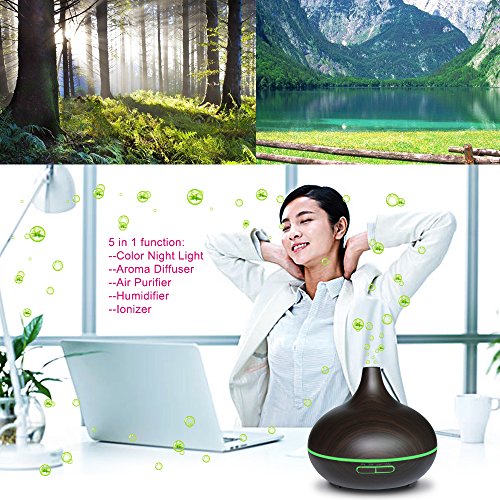 Limirror 300ml Aroma Diffuser Ultraschall Aromatherapie Ätherische Öle Kaltnebel Luftbefeuchter Ruhigen 7 Farbenwechselnde LED Mood Licht - 7