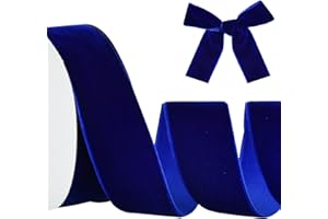 RIBBOOO Dark Blue Velvet Ribbon 4CM x 9.14 Meters, Vintage Velvet Ribbons for Christmas Wreath Bow Decoration Craft Gift Wrapping, Valentine's Day Bouquet Packaging