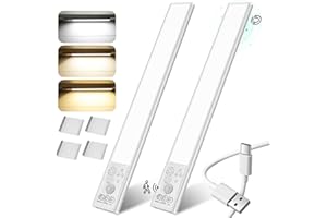 Thlevel Oświetlenie szafy, lampa LED z czujnikiem ruchu, oświetlenie podszafkowe, oświetlenie kuchni, listwa świetlna, listwa oświetleniowa bezprzewodowa, 2 sztuki