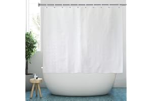 ‎YISURE YISURE Duschvorhang Kurz für das Badezimmer, Weißes Geometrisches Muster Polyester Kürzere Länge Duschvorhang, Schimmelresistente Metalltüllen, Breite 180 x Höhe 150cm