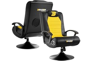 BraZen Gaming Chair for Kids - Kids Gaming with Speakers - Bluetooth Chair Gaming Small Gaming Chair for Kids and Small Adults Ergonomic Rocker Gaming Chairs British - Stag (Yellow)