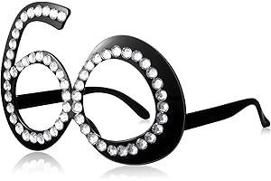 Photect Birthday Glasses, Novelty Birthday Eyeglasses, Number Crystal Frame, Funny Costume Sunglasses, Anniversary Party Glasses for Birthday Decorations Celebration Party Favors