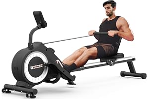 NEEZEE Vogatore con 16 Livelli Resistenza, vogatore pieghevole, Sistema Magnetico, Vogatore Indoor per Palestra Domestica, Vogatore con Monitor LCD