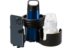 Cubble 3-in-1 Universal Cup and Phone Holder for Prams, Bicycles, and Wheelchairs, Holder for Phone, Drink, Bottles, Coffee Cup, Easy Install, Adjustable, Anti-Slip, Baby Essentials for Newborns
