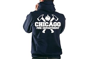 feuer1 Hoodie Navy, Chicago Fire Dept. mit Äxten und Standard-Emblem