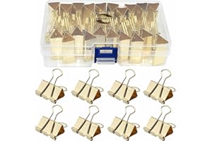 ZOOHOT Lot de 20 Pince à documents 32 mm Or pour Fournitures Scolaires et Ménagères de Bureau