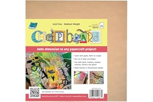 Grafix Medium Weight Chipboard Säurefreie Spanplattenbögen, 0,1 cm, für dreidimensionale Verzierungen für Karten, Papierbastelarbeiten, gemischte Medien, Heimdekoration und mehr, Natur, 12 x 12, 25