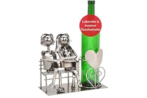 ‎WOMA Wein Flaschenhalter Liebespaar auf Bank - Weinflaschenhalter Metall mit Figuren als Geschenk oder Dekoartikel für zu Hause…