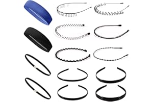Serre tete homme elastique bandeau cheveux homme 14PCS Black Hair Hoop Metal Headband en plastique Unisexe