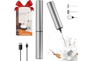 ChaneeHann Mousseur à Lait Électrique avec 3 Types de Têtes Mélange, 2 Types de Vitesse Fouet Électrique USB Rechargeable en Acier Inoxydable pour Café, Lait et Plus