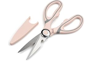 ATOPO Ciseaux Cuisine, Ciseaux Cuisine Robustes, Professionnel Acier Inoxydable Ciseaux,Multiusage Ciseaux avec Couvercle pour Poulet Poisson Légumes et BBQ, Décapsul (Rose)