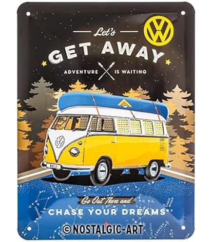 Plaque Métallique Rétro Volkswagen Bulli 30x40 Cm - Licence Officielle - Décoration Murale Vintage