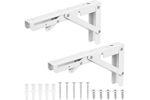 SIGULIKEJI 2 STK Klappkonsole Schwerlast, Klappscharnier, Klappwinkel 90 Grad, Scharniere Klappbar Winkel, Klappscharniere für Tischplatten Klapptisch Wand, Regalwinkel Regalträger für Küche Büro Tisch, weiß