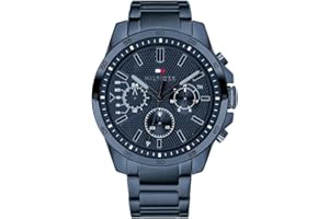 Tommy Hilfiger Analogue Multifunction Quartz Watch for Men with Silicone, Stainless Steel or Leather Bracelet, Day & Date Sub-Dials, 5ATM Water Resistant