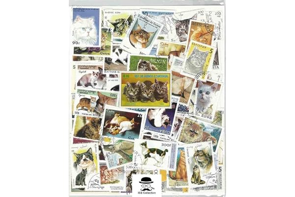 Chats Timbres Poste de Collection Déclinaison 100 Timbres Différents
