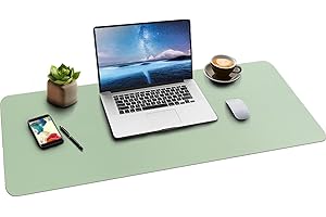 BOUTILON Leder-Schreibtischunterlage,wasserdichte Schreibtischunterlage für Schreibtisch, Schreibtischunterlage für Tastatur und Maus, Leder-Mauspad-Schutz für Büro und Zuhause, 90 * 43cm (L Green)