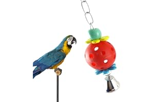 JINGAN Boule d'oiseau Suspendue avec Cloche | Chewing Parrot Ball Oiseaux Jouet Cor| Accessoires colorés Cage Jouet Boule d'oiseau interactif pour Les Petits Oiseaux Moyens