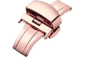 BINLUN Montre Boucle Deployante Fermoir pour Bracelet de Montres en Acier Inoxydable Polissage Remplacement en Or, Or Rose, Argent, Noir - 12mm,14mm,16mm,18mm,20mm,22mm