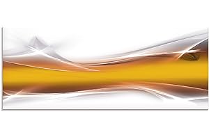 ARTLAND Küchenrückwand Glas mit Motiv Spritzschutz 125x50 cm Design Rückwand Küche Bad Modern Abstrakt Kunst Kreativ Gold T9FB