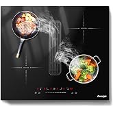 Cooksir Induction Hob 4 Burner with Cooker Hood, 6400 W | Recessed Induction Hob 60 cm with Booster, Timer, 135 W Extractor H