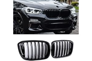 SNA Nieren-Kühlergrill für 2018–2021 BMW X3 G01 2019–2021 X4 G02 (einzelne Lamelle ABS glänzend schwarz X3 Grill, X4 Grill)