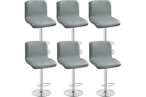 Leomix Set of 2/4/6 Bar Stool Cover, Heavy Duty Faux Leather Bar Stool Cover, with Backrest and Washable Elastic Bottom, for Swivel Dining Chair,B,6pack