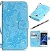 Produktbild Samsung Galaxy S7 Hülle Leder Wallet Case für Samsung Galaxy S7 Schutzhülle Ledertasche Flip Cover Tasche für Samsung Galaxy S7 2016 Handytasche Lederhülle Hüllen Hellblau Strass Blumen