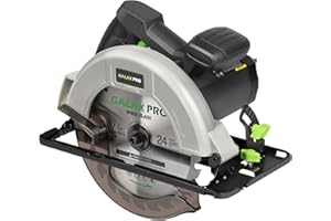 GALAX PRO 1400W Circular Saws, Max 6000 RPM Pure Copper Motor Electric Saws, Adjustable Cutting Depth and Angle: 62mm(90 °)-48mm(45 °), Dust Collection System and 185mm Saw Blade