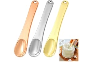 KURYT Makeup Spatula,3PCS Skincare Spatula,Mini Metal Make up Spatula Skin Care Cosmetic Spatula Spoon Reusable Applicator,Facial Cosmetic Beauty Spoon for Face Mask Cream Lotion Moisturizer