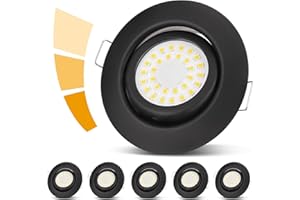‎CLOKSH cloksh LED Einbaustrahler 230V Flach Dimmbar Schwarz LED Spots 3 stufe Dimmbar 6W IP44 Bad Einbauleuchten Deckenspots,Warmweiß 3000K Schwenkbar Einbauspots für Badezimmer Küche Wohnzimmer,6er Set