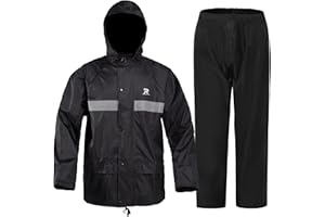 CHRUOXUAN Rain Suits for Men Women Waterproof Rain Jacket with Pants Reflective Ripstop Rain Gear