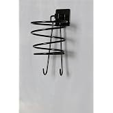 Alper Bathroom Black Square Blow Dryer Hanger Hair Dryer Holder Adhesive