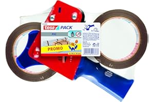 tesapack Ultra Strong - Lot de Rubans Adhésifs avec Dérouleur en PVC Extra Fort - Marron - 66 m x 50 mm