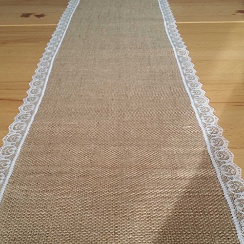 Juteläufer, 5-Meterrolle, mit Spitze, Tischläufer im Vintage Stil für Hochzeiten - 2