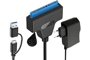 GERUI SATA USB-Adapter, Sata till kompatibel USB med externa och interna hårddiskar SSD/HDD 2,5/3,5-tums, kompatibel med 12 V