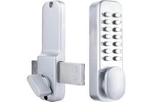 CODACE Serrure de portail – Serrure à clavier pour portes avec poignée, serrures de porte étanches, serrure de porte à combinaison à code numérique, serrure à bouton codé, pas de pile nécessaire, pour