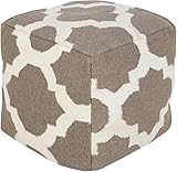 Taupe, marfil. Surya POUF155-1818 - Puf de Lana 100% (45,72 x 45,72 x 45,72 cm), Color marrón