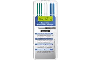 Pica 4040 I 8tlg. Ersatzminen-Set Dry 3030 I Multi-Use für fast alle Oberflächen I wasserstrahlfest und permanent I Ideal zum Nassschneiden von Fliesen und Stein I 3xgrün 2xweiß 3xblau