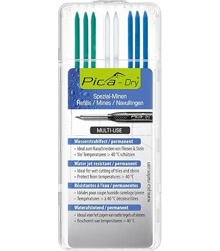 Pica-Dry Longlife Penna Automatica Con 8 Ricariche – Set Base Per Artigiani Con Mina In Grafite E Colori