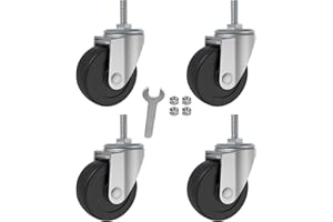 AAGUT 2" Swivel Threaded Post Casters, 5/16"-18 x 3/4" Stem Casters with 360 Degree, 4 Pack Without Brakes, Nuts Included