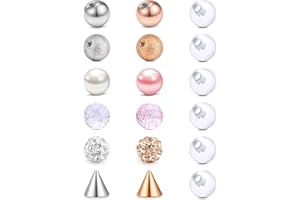Briana Williams 16 sztuk Zamienne kulki do piercingu 3 mm 1,2 mm Stal nierdzewna Akryl Plastik do 16G Stud Bar