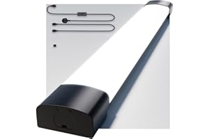 Amdelne 6000k Led Batten Light, 4FT, 36W Plug in Ceiling Light Led, IP65 Workshop Lighting for Garage, Office, Bedroom, Living Room,Wall, Kitchen, Shed, Outdoor（Black ）