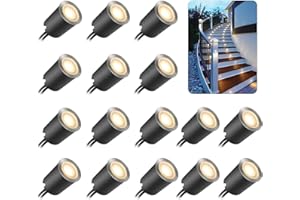 SMY Lighting16Pack Decking Lights, LED Deck Lights with Protecting Shell φ32mm,Warm White Deck Lighting IP67 Waterproof, 12V Low Voltage for Garden Steps,Stair,Patio,Floor,Kitchen Skirting Decoration